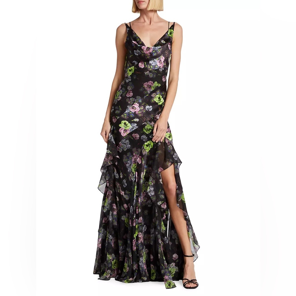 NWT Cinq a Sept Isla Gown Black with Florals